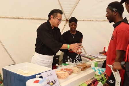 Chef Arakida serving Onigiri